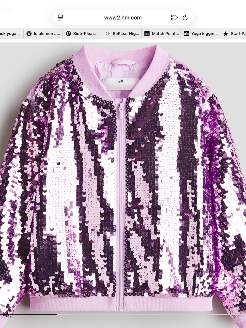 H&M Sequin Bomber Jacket in Ombré Pink/Violet Size 10 GIrls